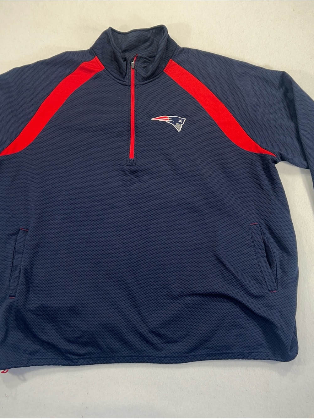 New England Patriots NFL Men’s 5XL Quarter Zip Pullover Navy Red